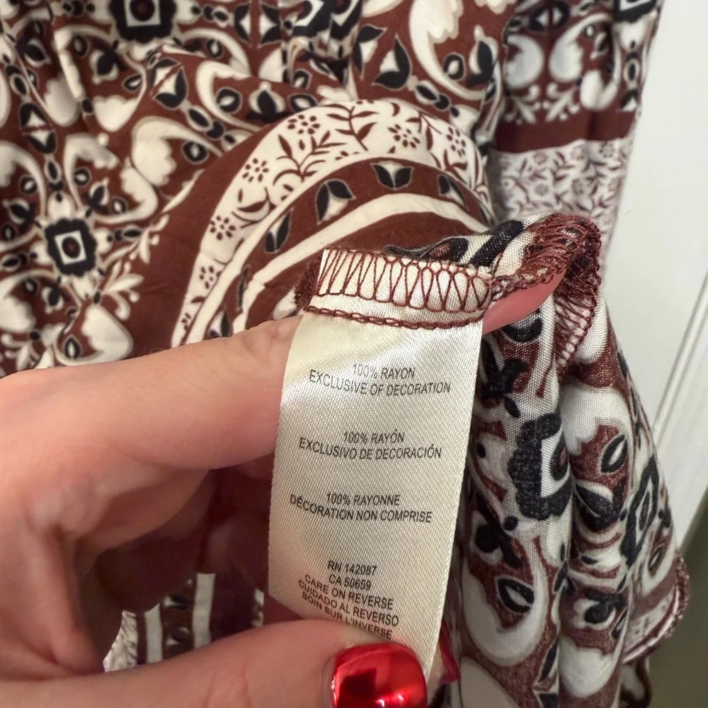 Simply‎ Noelle Brown Boho Print Tunic Top Size L/XL